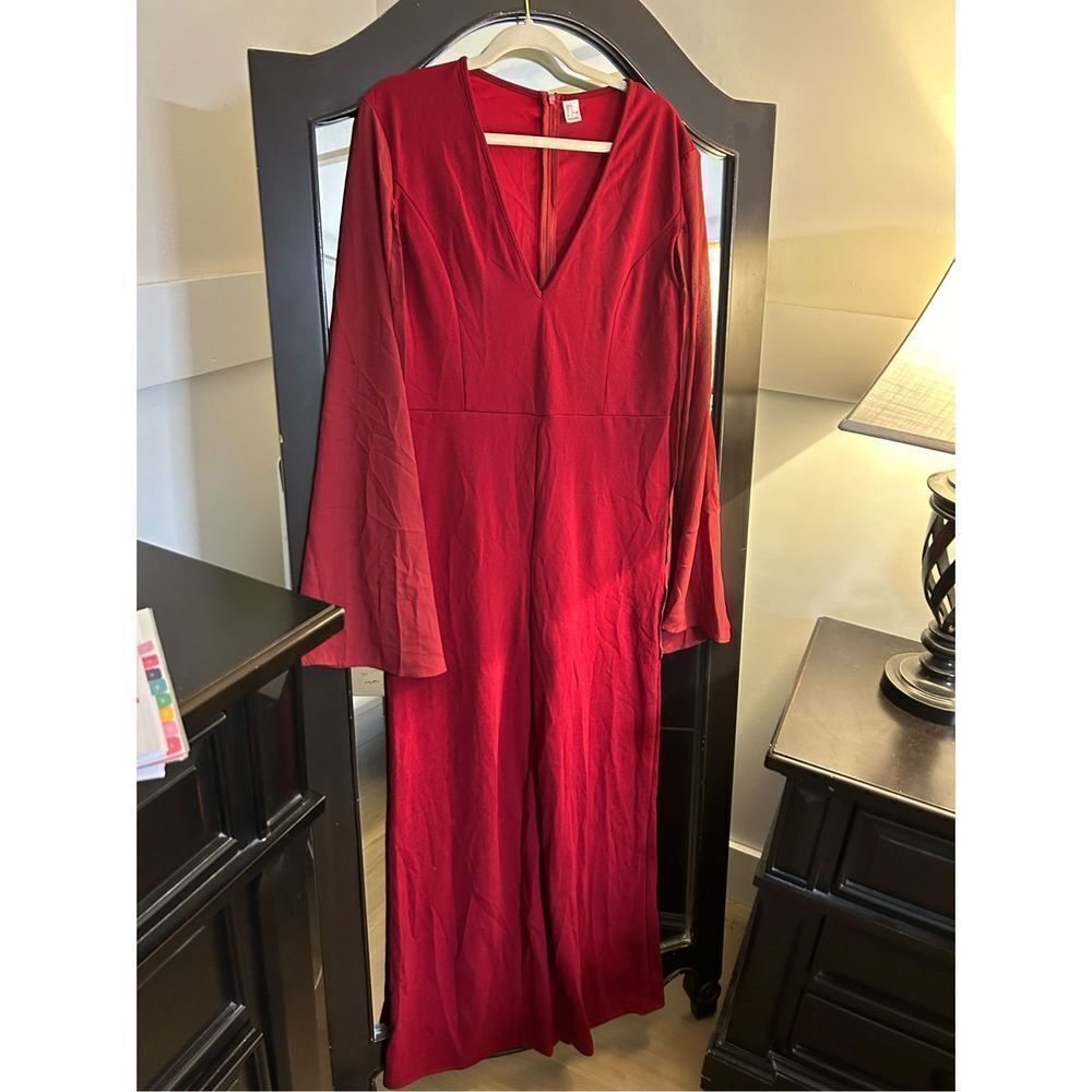 NEW Deep V Neck Split High Waist Jumpsuit Wide Leg Romper XL - Picture 6 of 6